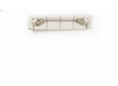 Gran sofá beige atractivo de 6 plazas en un diseño sencillo hecho de materiales premium.