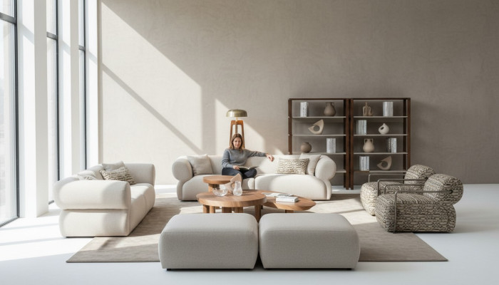 Conjunto de sofá de 6 piezas. Sofá con taburete para sala de estar, conjunto de diseño moderno.