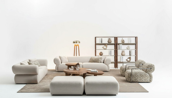 Conjunto de sofá de 6 piezas. Sofá con taburete para sala de estar, conjunto de diseño moderno.
