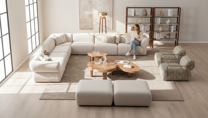 Sofá de esquina italiano, sofá en forma de L, conjunto de muebles para el hogar en estilo italiano, esquinera, conjunto de 5 piezas.