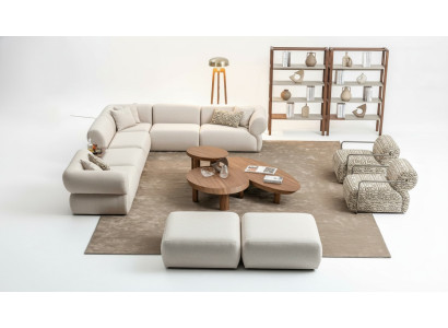 Sofá de esquina italiano, sofá en forma de L, conjunto de muebles para el hogar en estilo italiano, esquinera, conjunto de 5 piezas.