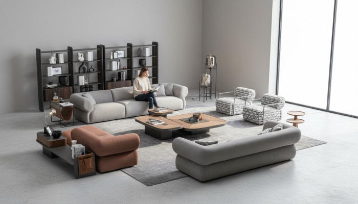 Gran conjunto de sofás sofá de sala de estar Sofá de cinco plazas Sofá Sillón 5 piezas