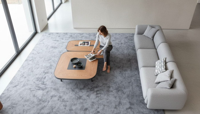 Sofá moderno de cinco plazas gris muebles de salón sofá tapizado estilo muebles