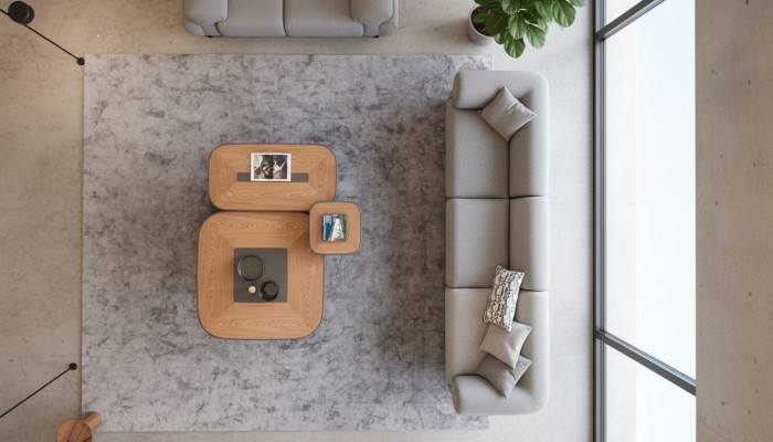 Sofá moderno de cinco plazas gris muebles de salón sofá tapizado estilo muebles