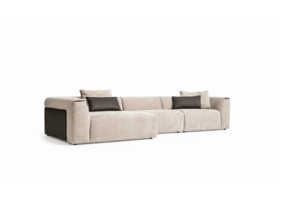 Moderno sofá de esquina beige de lujo, sofás tapizados modernos nuevos