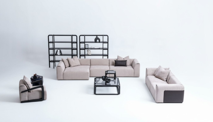 Grupo de asientos Taupe Sala de estar Sofá en forma de L Muebles tapizados 3 piezas