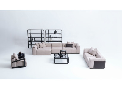 Grupo de asientos Taupe Sala de estar Sofá en forma de L Muebles tapizados 3 piezas
