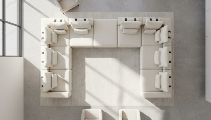 Sofá de esquina en forma de L Sofá de salón de diseño de muebles de tela moderno