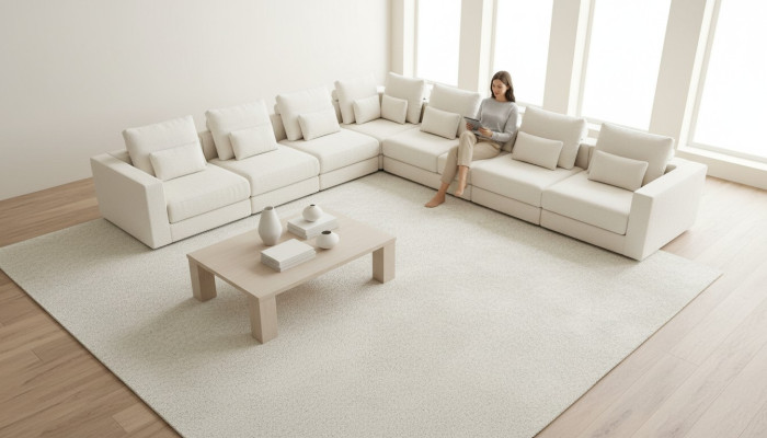 Sofá de esquina en forma de L, sofá de lujo, sofá de salón, sofá esquinero, sofá tapizado.