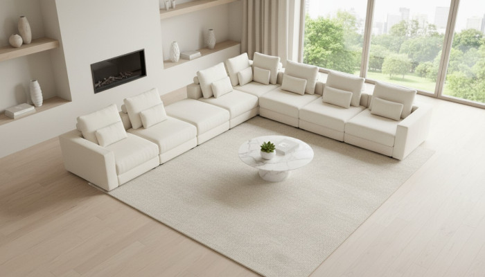 Sofá de esquina en forma de L, sofá de lujo, sofá de salón, sofá esquinero, sofá tapizado.