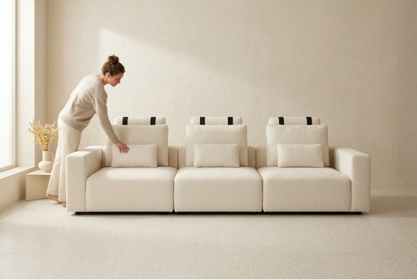 Sillones de tela de lujo blanco de cuatro plazas