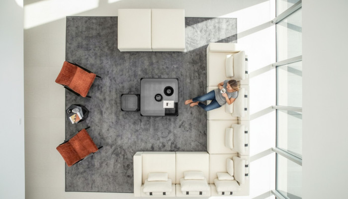 Conjunto de sofás en forma de L, sofá de diseñador, sillón de diseño, muebles tapizados, sofá esquinero.