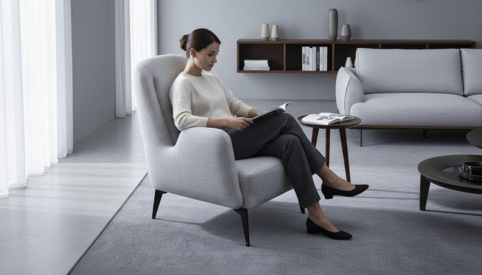 Diseñador Gris Sillón de lujo de 1 plaza Sillón tapizado de tela