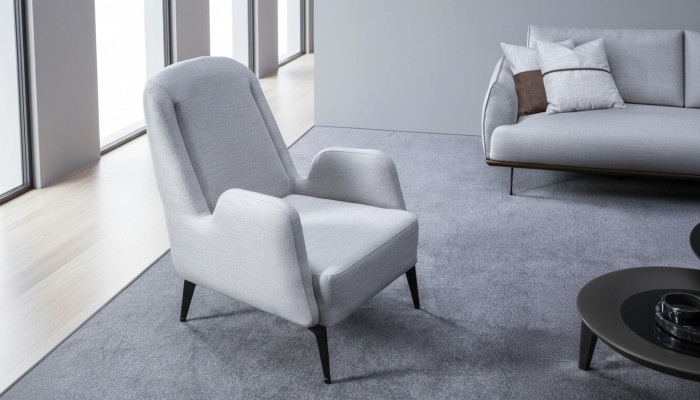 Diseñador Gris Sillón de lujo de 1 plaza Sillón tapizado de tela