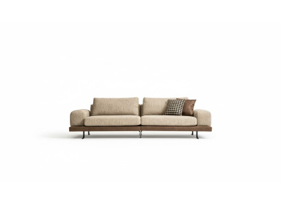 Sofá beige de lujo de tres plazas, estilo moderno, sofá de salón, muebles tapizados.