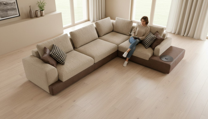 Sofá en forma de L con estantes Muebles de salón Sofá Sofás Muebles tapizados