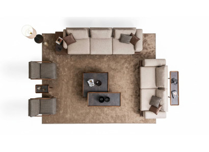 Gran conjunto de asientos acolchados de cinco plazas, tres plazas y sillón, juego de muebles de sala de estar.