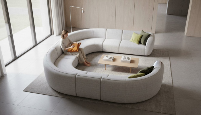 Sofá en forma de L beige sofá moderno muebles de salón