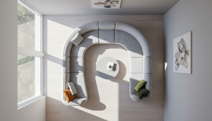 Sofá en forma de L beige sofá moderno muebles de salón
