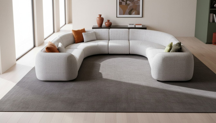 Salón medio redondo Sofá en forma de U Muebles de diseñador Textiles Sofás de esquina con estilo