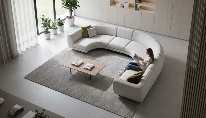 Sofá en forma de U semicircular, sofá esquinero, conjunto de muebles de salón, sofás esquineros de diseñador.