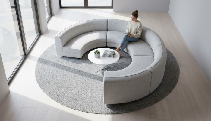 Sofá de diseño de lujo en forma de U, redondo, conjunto de sofás de salón para relajarse.