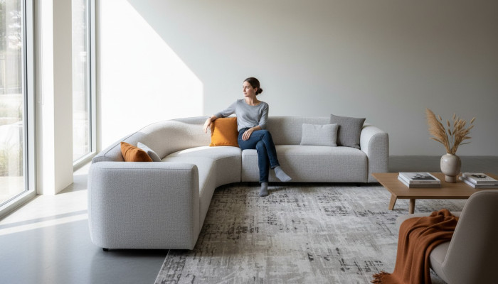 Sofá esquinero redondo en forma de U Conjunto de sofá modular Sofá esquinero acolchado Grupo de asientos modular