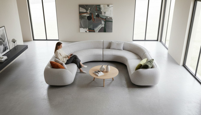 Sofá esquinero de lujo en forma de U, sofá de salón, sofá tapizado de diseño moderno.