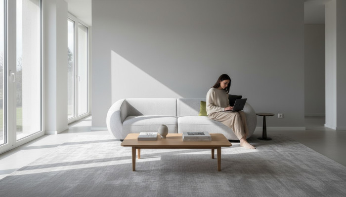 Sala de estar gris Sofá tapizado moderno de tela de lujo Muebles de sofá de tela