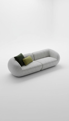 Sofá gris de tres plazas con sillón, conjunto de tapicería de diseño de lujo.