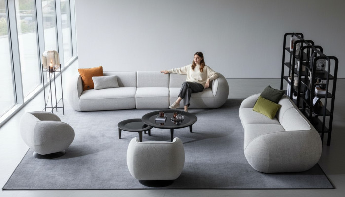 Conjunto de sofás Muebles de salón de cinco plazas Cuatro plazas Sillón Set Muebles de diseñador