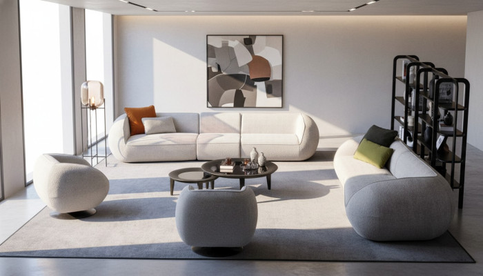 Conjunto de sofás Muebles de salón de cinco plazas Cuatro plazas Sillón Set Muebles de diseñador