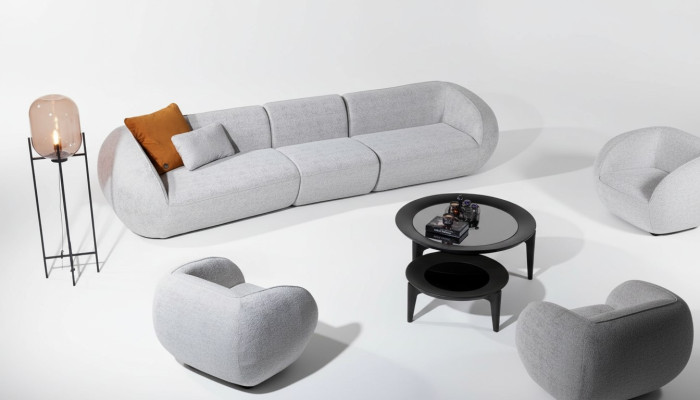 Juego de muebles de sala de estar, sillón de cinco plazas, sofá de tapicería, diseño de muebles de 2 piezas.