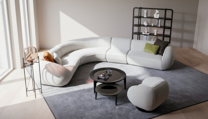 Sofá de esquina gris, sofá tapizado de lujo para la sala de estar, conjunto de sofá de esquina.
