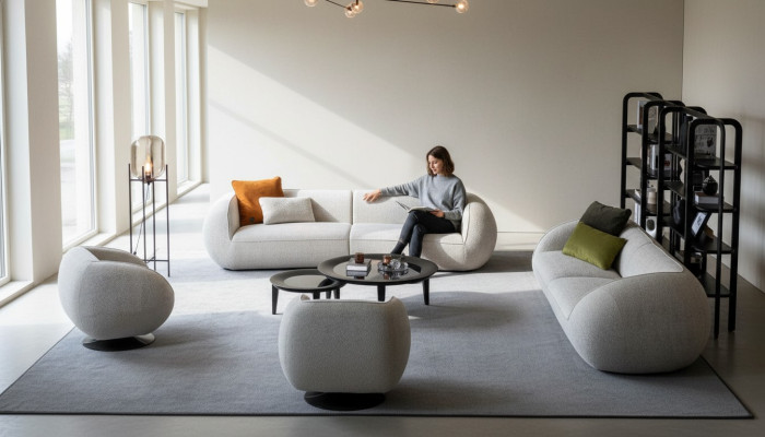 Conjunto de sofás Lounge Grupo de asientos Tres plazas Sillón Esquina tapizada Moderno