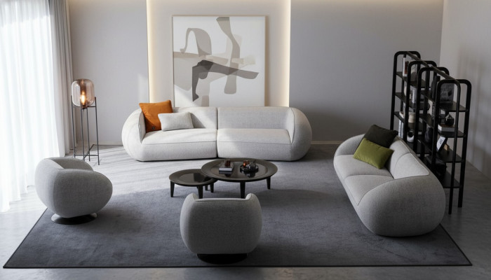 Conjunto de sofás Lounge Grupo de asientos Tres plazas Sillón Esquina tapizada Moderno