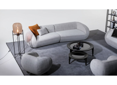 Conjunto de sofá de lujo gris de cuatro plazas, sillón de lujo, sofá de tela.