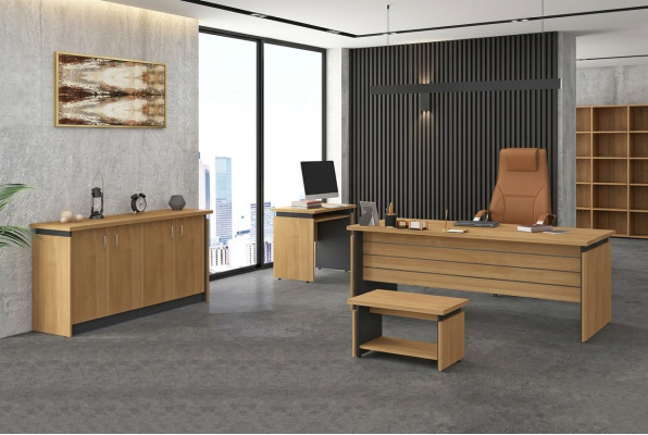 Estudio de madera Conjunto completo de muebles de oficina de 4 piezas con escritorio
