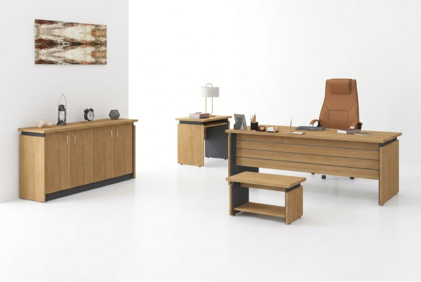 Estudio de madera Conjunto completo de muebles de oficina de 4 piezas con escritorio