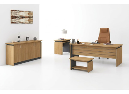 Estudio de madera Conjunto completo de muebles de oficina de 4 piezas con escritorio