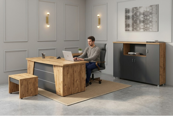 Moderno conjunto completo de muebles de oficina muebles de estudio de lujo juego de 4 piezas
