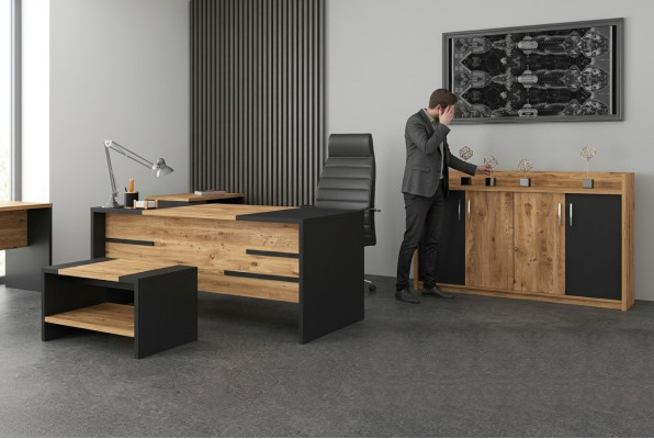 Muebles de oficina Set Conjunto de oficina Escritorio Armario Estilo Moderno Nuevo de 4 piezas.
