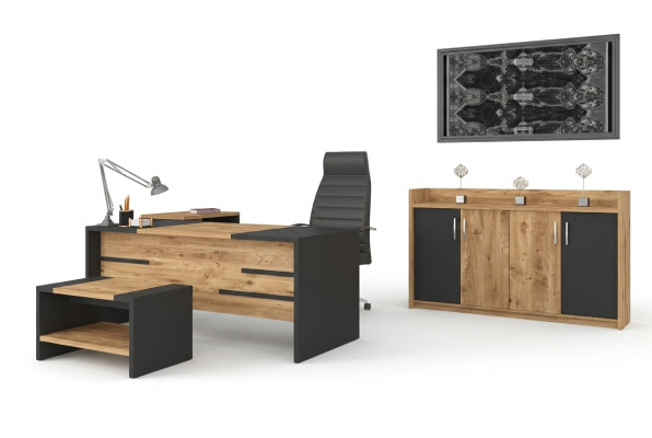 Muebles de oficina Set Conjunto de oficina Escritorio Armario Estilo Moderno Nuevo de 4 piezas.