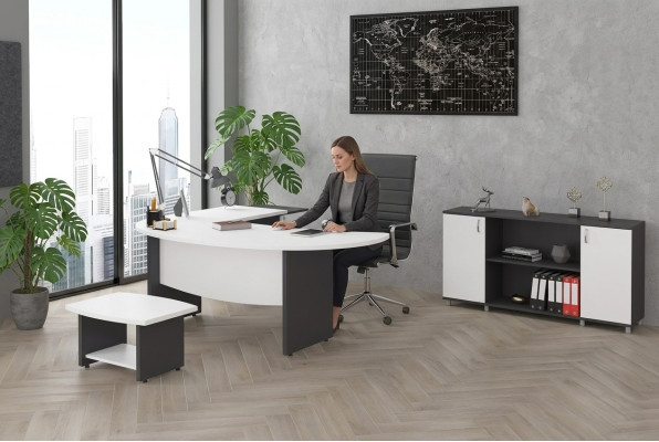 Conjunto de muebles de oficina modernos Conjunto de mobiliario de oficina Diseño de espacio de trabajo de 3 piezas.