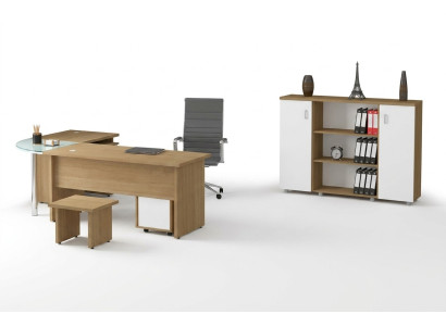 Mueble de oficina claro - escritorio, archivador, mesa de trabajo.