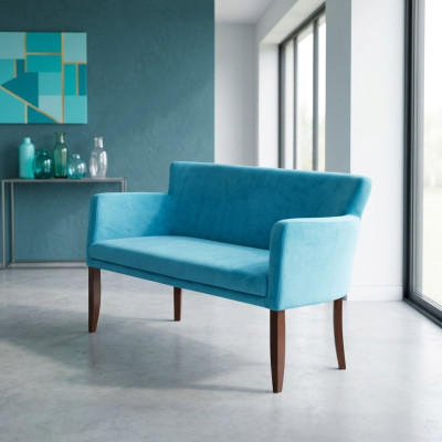Sofá de dos plazas de tela azul para la oficina, muebles de oficina modernos