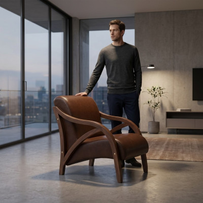 Moderno sillón marrón muebles para despacho sillón mobiliario de oficina.