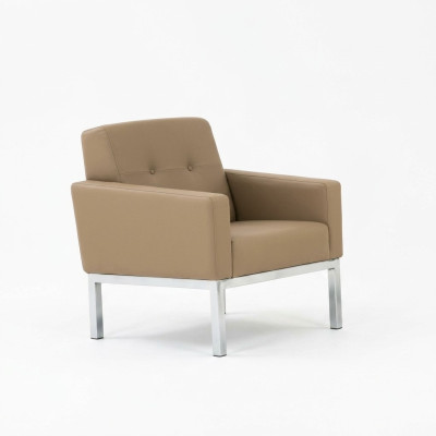 Silla Muebles de oficina Estudio Beige Asiento Madera Muebles Sillón tapizado