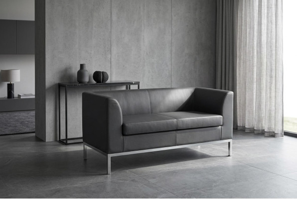 Habitación de trabajo Sofá de dos plazas Sofá de tela negra Muebles de oficina