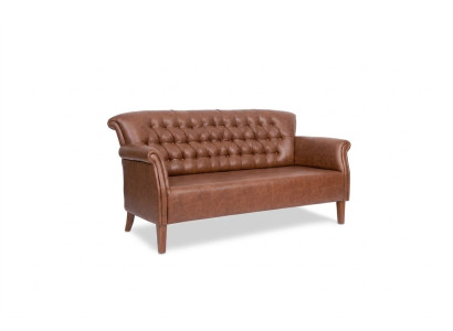 Sofá Chesterfield de tres plazas de lujo marrón, muebles modernos.